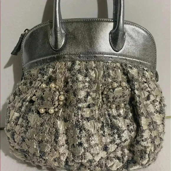 Moschino beige/grey woven satchel handbag - Picture 1 of 14